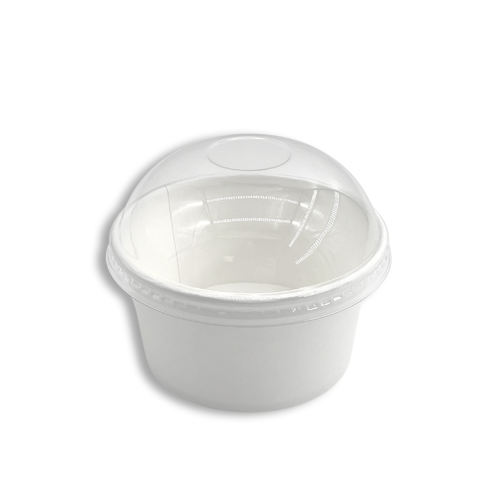 HD 12oz White Double Coating Paper Soup Cup | 115mm Top (Base Only) - with dome lid