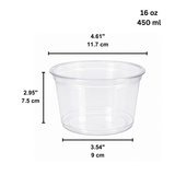 HD 16oz PET Clear Round Salad Container Dessert Cup | 117mm Top - size