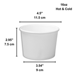 HD 16oz White Double Coating Paper Soup Cup | 115mm Top (Base Only) - SIZE
