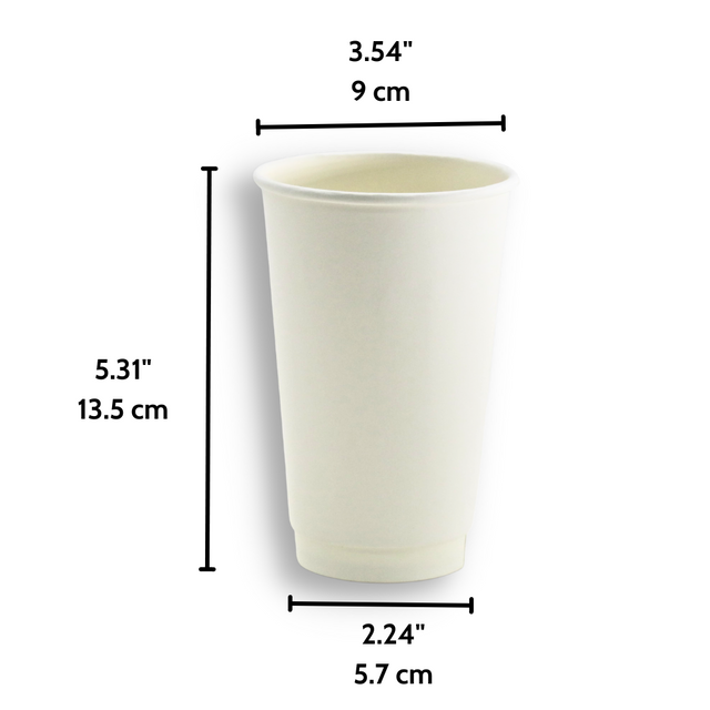 HD 16oz White Double Wall Insulated To Go Coffee Paper Cup - 500 Pcs ...