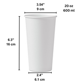 HD 20oz White Single Wall Paper Hot Cup | 90mm Top