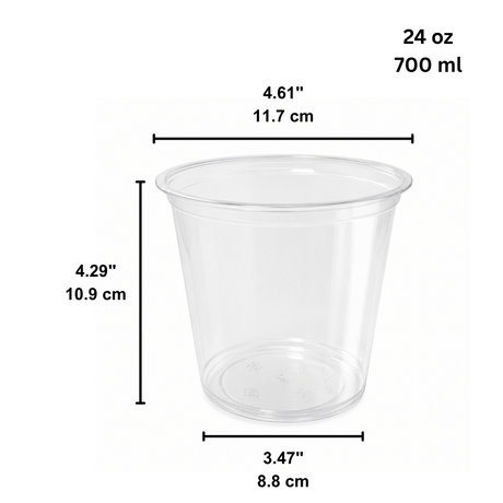 HD 24oz PET Clear Round Salad Container & Dessert Cup | 117mm Top - size