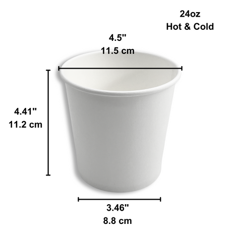 HD 24oz White Double Coating Paper Soup Cup | 115mm Top (Base Only) - size