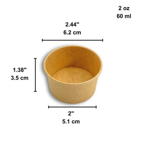 HD 2oz Kraft Paper Sauce Cup Portion Cup | 62mm Top (Base Only) - size