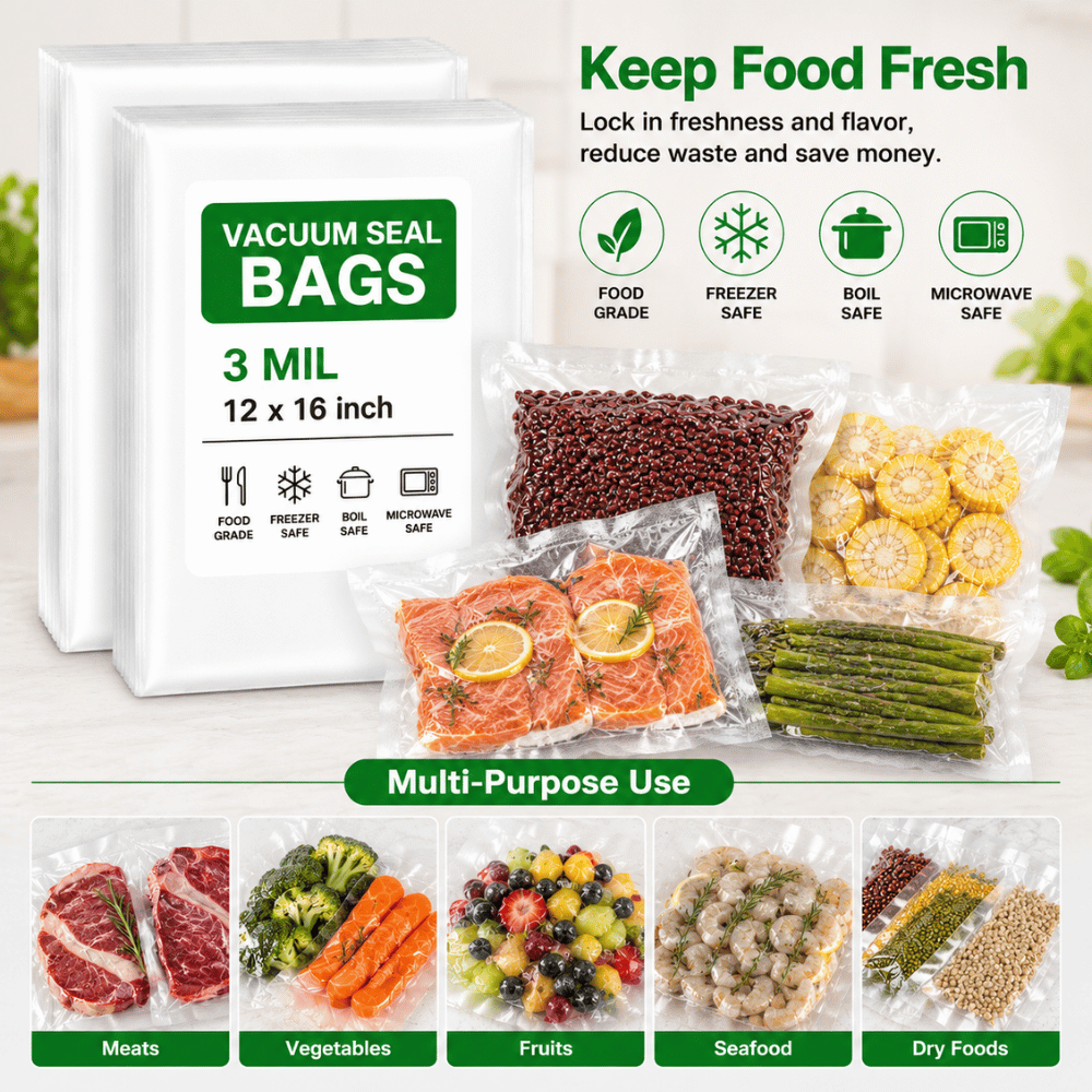HD31216 3mil Clear Vacuum Bag | 12x16" - with food