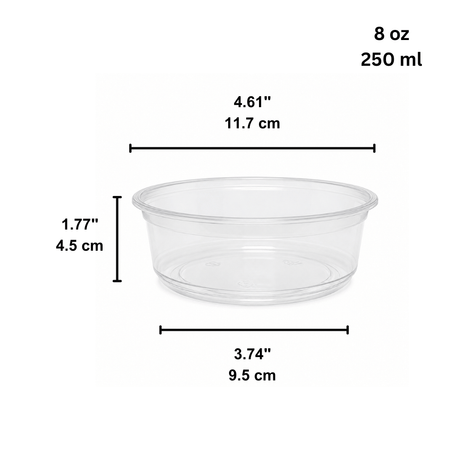 HD 8oz PET Clear Round Salad Container & Dessert Cup | 117mm Top (500 Pcs/Case) - size