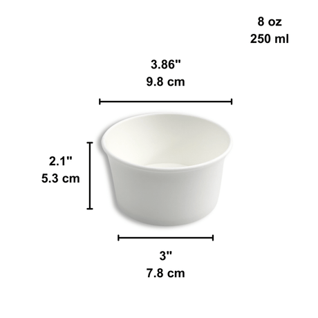 HD 8oz White Double Coating Paper Cup | 98mm Top (Base Only) - size