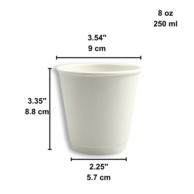 HD 8oz White Double Wall Paper Hot Cup | 90mm Top – HD Bio Packaging