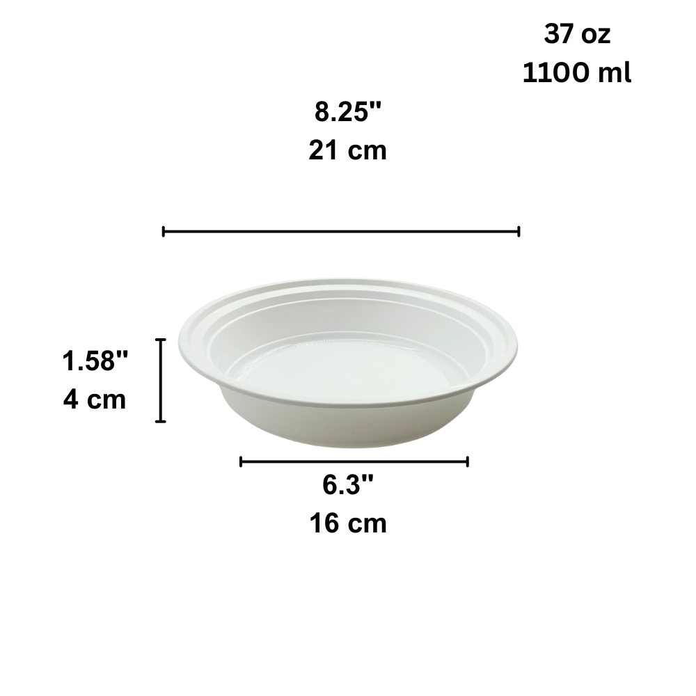 HD 37oz Microwaveable PP White Round Container Base Only