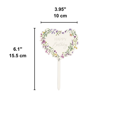 Happy Birthday Heart-Shaped Cake Topper
