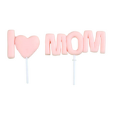 Mother's Day "I Love Mom" Pink Cake Topper - 1 Pcs