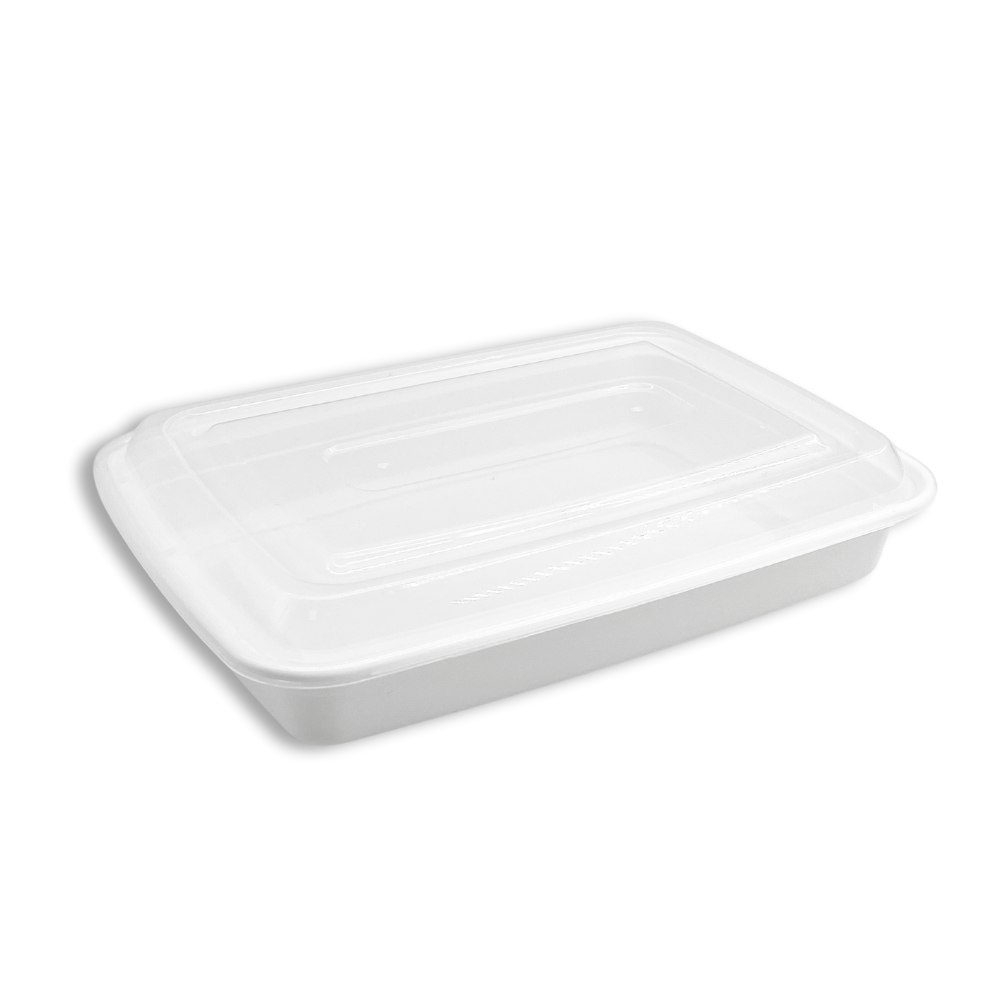 JF-58 | 58oz Microwaveable White Rectangular To Go Container W/ Lid ...