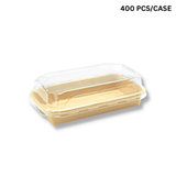 JH-1101/ST02 | 8oz Kraft Paper Sushi Tray W/ PET Lid | 6.3x3.54x1.89"