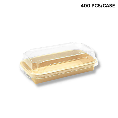 JH-1101/ST02 | 8oz Kraft Paper Sushi Tray W/ PET Lid | 6.3x3.54x1.89"