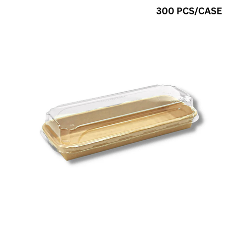 JH-1102/ST05 | 11oz Kraft Paper Sushi Tray W/ PET Lid | 8.66x3.54x1.89"