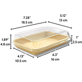 JH-1105/ST 04| 15oz Kraft Paper Sushi Tray W/ PET Lid | 7.28x5.12x1.89"
