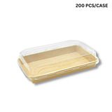 Clear plastic container with a lid on a white background, labeled '200 PCS/CASE'.