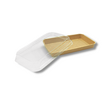 JH-1107/ST06 | 19oz Kraft Paper Sushi Tray W/ PET Lid | 8.74x5.5x1.89"