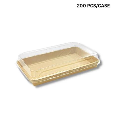 Clear plastic container with gold lid on a white background, labeled '200 PCS/CASE'.