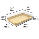 JH-1109/ST07 | 24oz Kraft Paper Sushi Tray W/ PET Lid | 9.45x5.91x1.89"