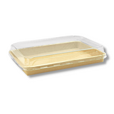 JH-1111 | 31oz Kraft Paper Sushi Tray W/ PET Lid | 10.24x7.09x1.89"