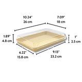 JH-1111 | 31oz Kraft Paper Sushi Tray W/ PET Lid | 10.24x7.09x1.89"