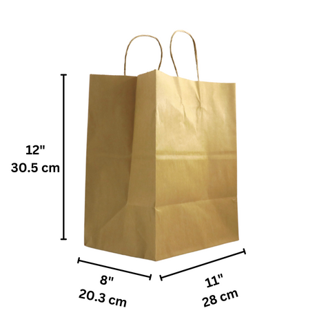 JH-11812 | 100% Recycled Paper Kraft Bag W/ Twisted Handle | 11x8x12" - size