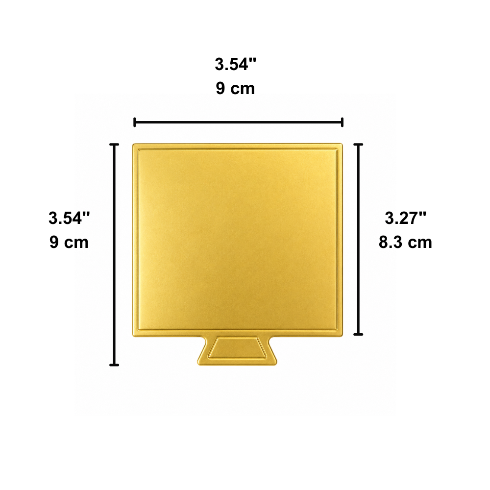 JK0007 | 3.54x3.54" Golden Square Cake Paper Pad W/ Handle - size