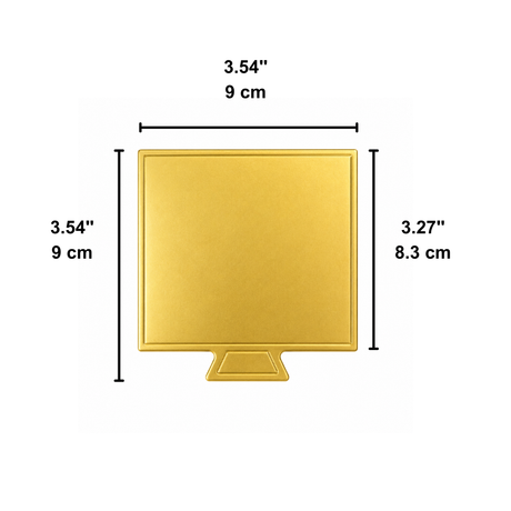 JK0007 | 3.54x3.54" Golden Square Cake Paper Pad W/ Handle - size