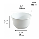 JY-850 | 28oz Microwaveable PP White Round Bowl (Base Only)-size