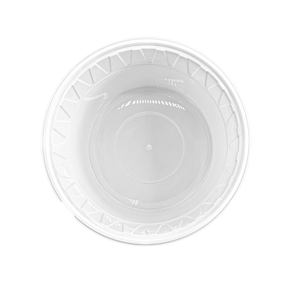 JY-92 | 120oz Microwaveable PP White Round Bowl W/ Clear Lid - Base Top