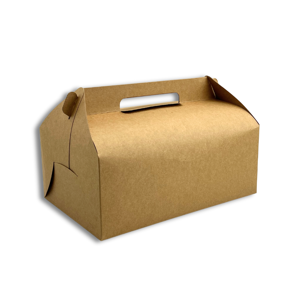 Kraft Cake Paper Box Pastry Box W/ Handle | 11.25x7.25x4.5" - 200 Pcs