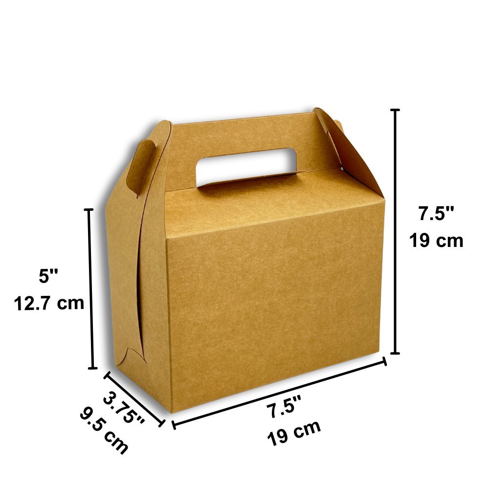 Kraft Cake Paper Box Pastry Box W/ Handle | 7.5x3.75x5" - size