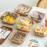 KraftSquarePaperContainer with food no lid