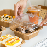 KraftSquarePaperContainer with lid and food