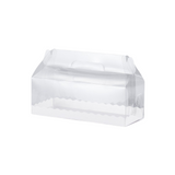 Large Clear Cake Roll Box W/ Handle & Paper Base | 10.8x4.3x6.5"
