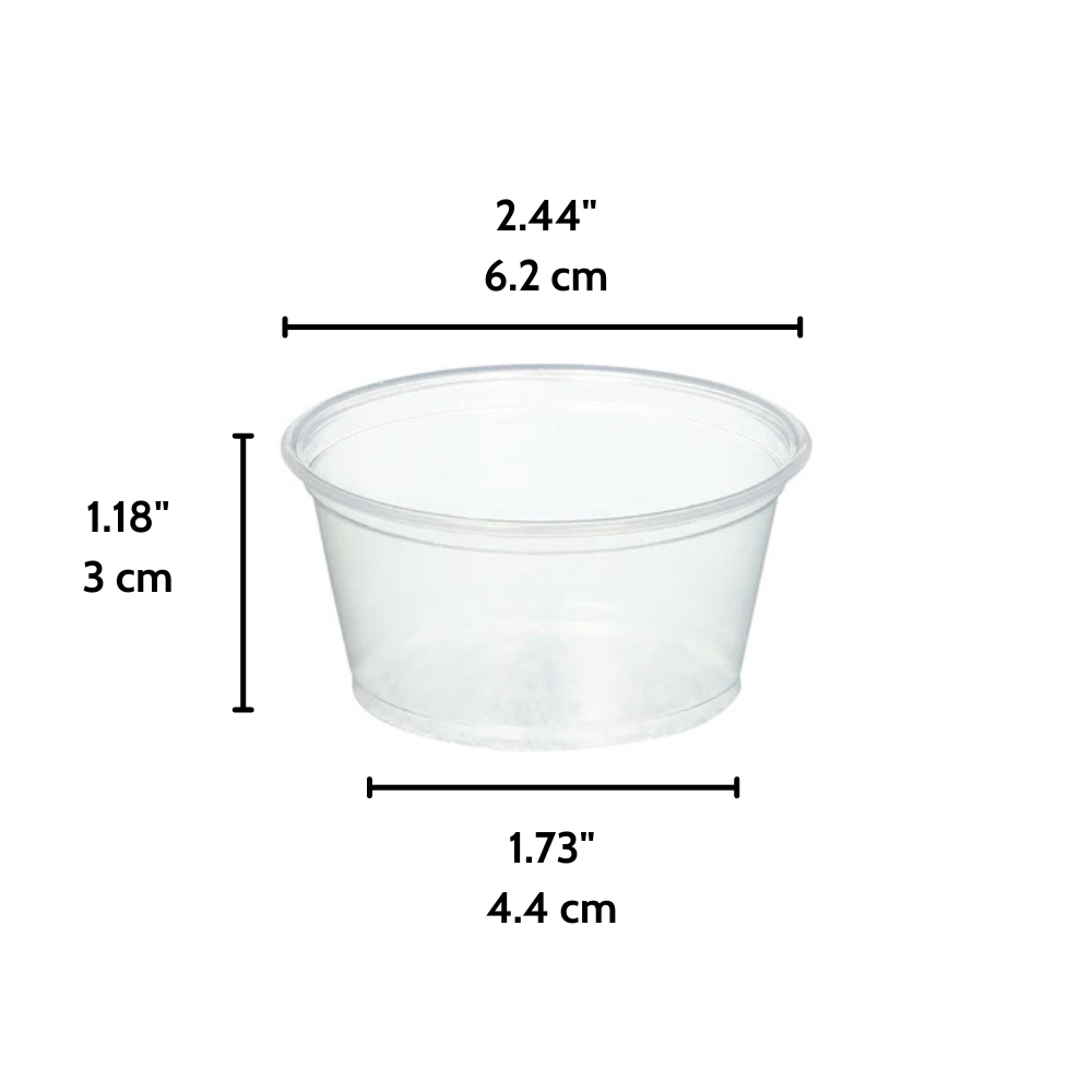 XT 2oz PP Clear Sauce Cup Portion Cup | 62mm Top (Base Only)-2500 Pcs ...