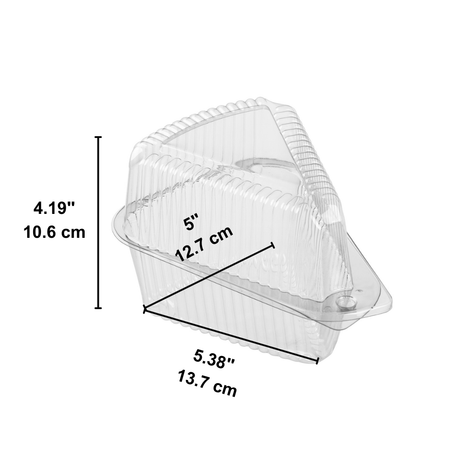 PAR503230 | 5" Extra Deep Dome Hinged Clear Pie/ Cake Slice Container-size