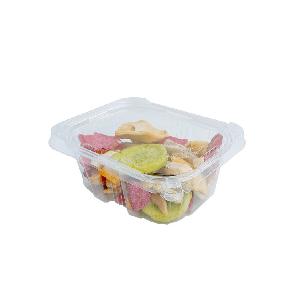 PLS-16 | 16oz PET Clear Rectangular Hinged Safety Lock Salad Container - 240 Sets