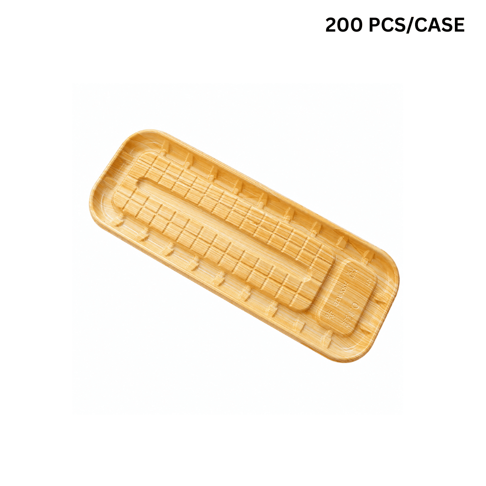 PP Wood Pattern Sushi Tray For Unagi (200 Pcs/Pack)