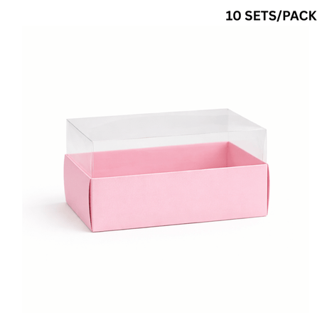 Pink Large Cake Box W/ Clear Lid | 7.4x3.94x3.94" - 10 sets