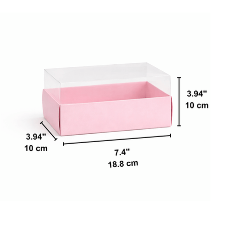 Pink Large Cake Box W/ Clear Lid | 7.4x3.94x3.94" - size