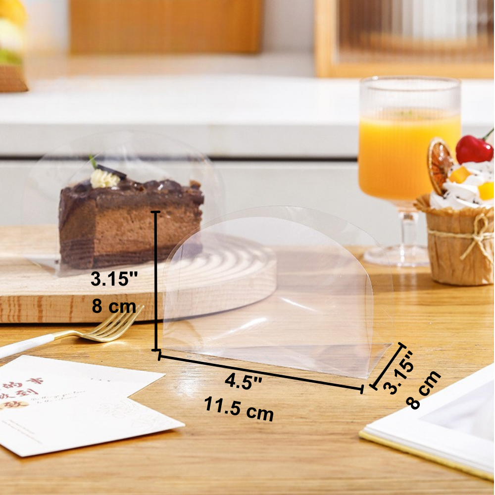 Plastic Clear Full Wrap Triangle Cake Slice Cover | 4.5x3.15x3.15"-size