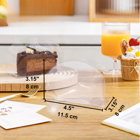 Plastic Clear Full Wrap Triangle Cake Slice Cover | 4.5x3.15x3.15"-size