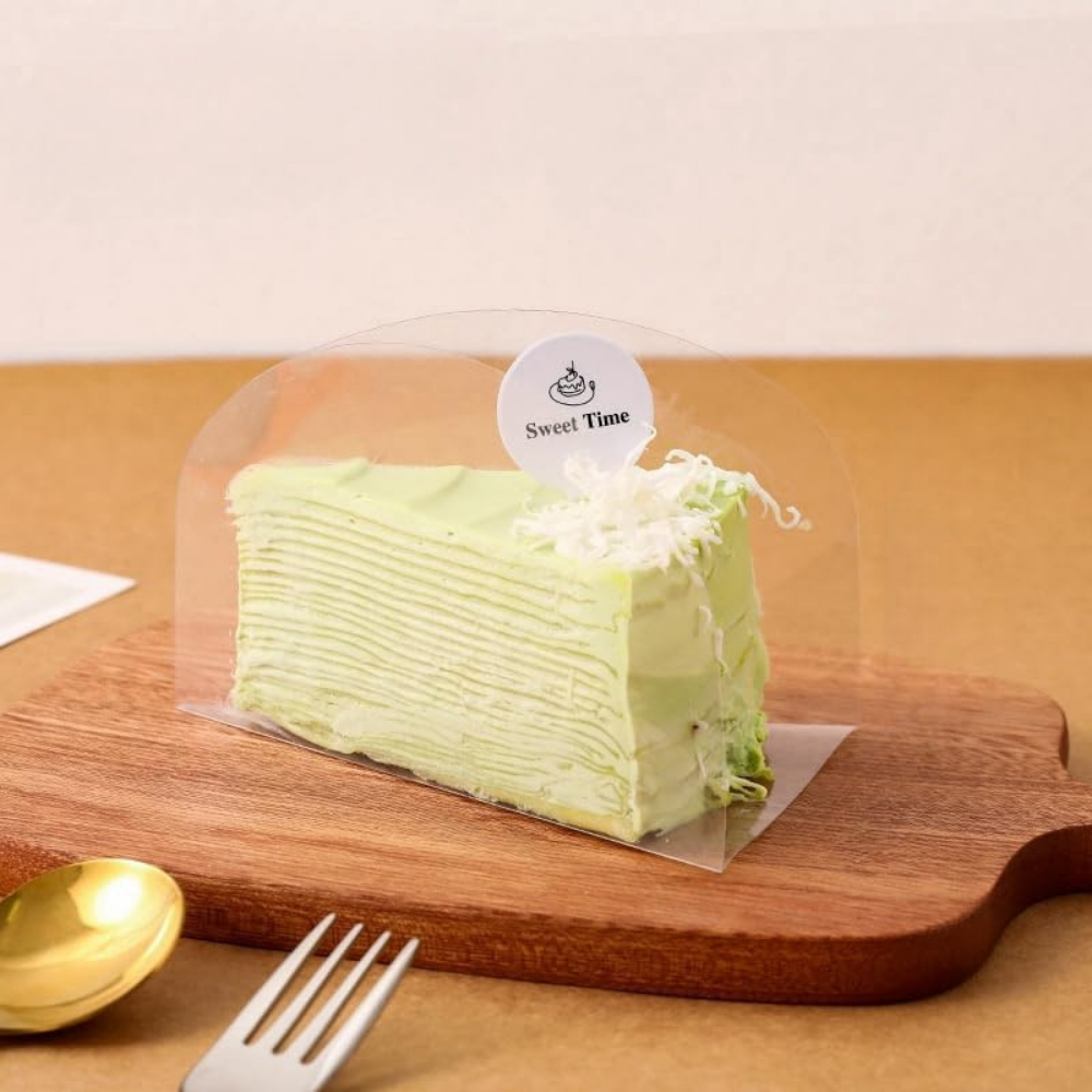 Plastic Clear Full Wrap Triangle Cake Slice Cover | 4.5x3.15x3.15"-wth slice cake