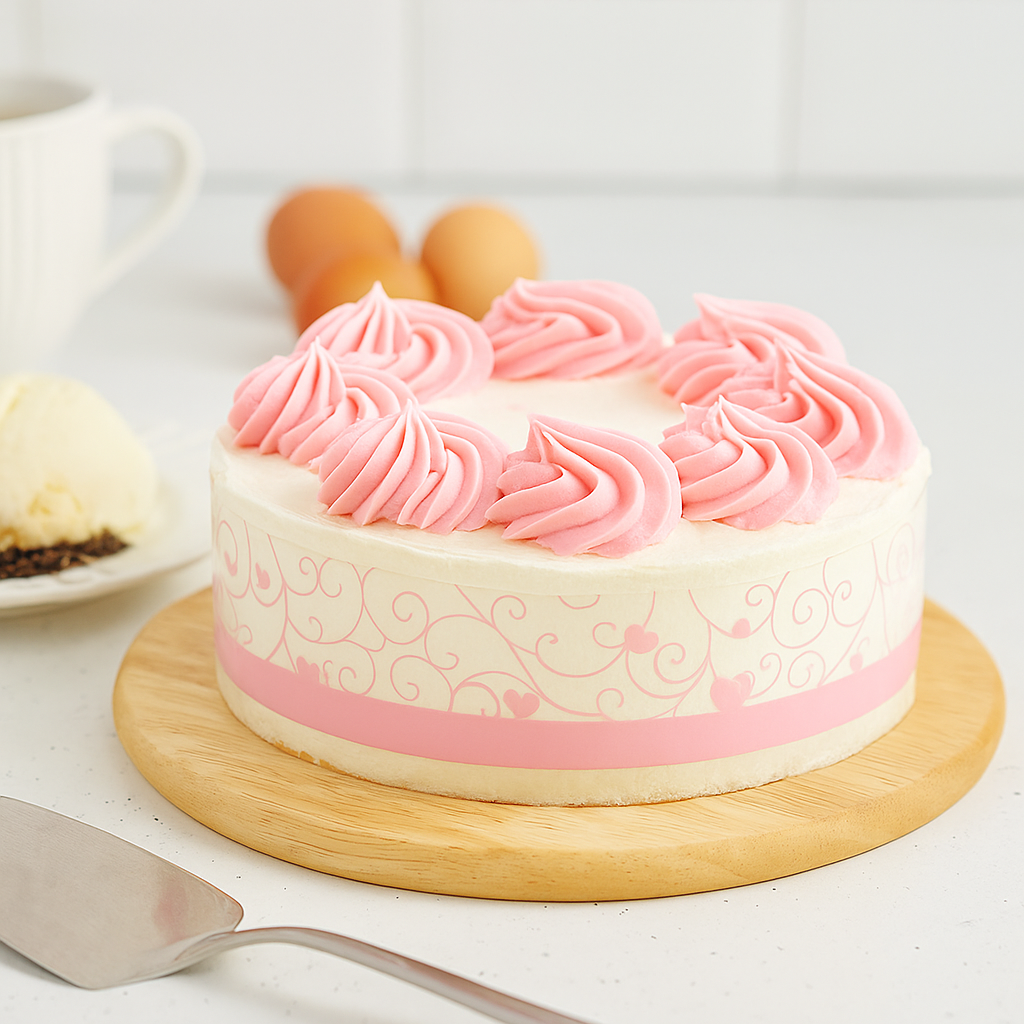 Plastic Pink Heart Cake Wrap Film | 13.78x2.75" - 1000 Pcs