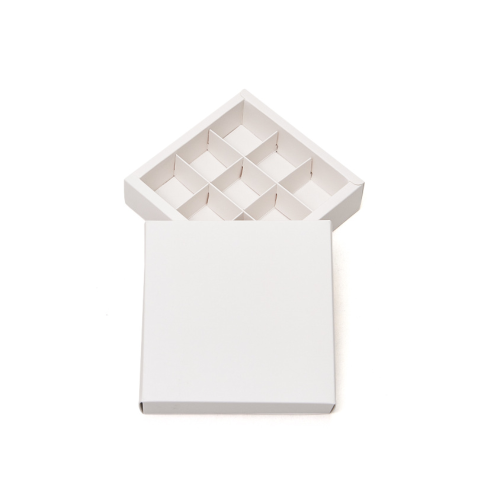 [Pre-order] White 9-Cavity Square Chocolate Box - 100 Sets