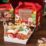 Christmas Window Cupcake Boxes W/ Handle | Fit 4/6 Cupcakes - 10 Pcs