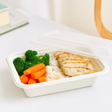 RE-24 | HD 24oz Microwaveable PP White Rectangular Container W/ Lid