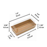 Rectangular PE-Coated Kraft Paper Box W/ Clear PET Lid | 7.5x3.4x2.56" (200 Pcs/Case) - size